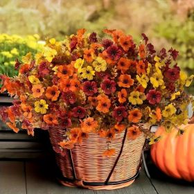 20 Bunches Of Outdoor Mixed Color Artificial Flowers, Autumn Plant And Flower Outdoor Decoration, UV Protection, Realistic And Non-fading, Suitable Fo (Option: Burgundy Orange Yellow mix)
