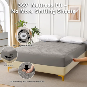 Diamond Grid Ultrasonic Waterproof Mattress Protector (Option: Gray-Full)