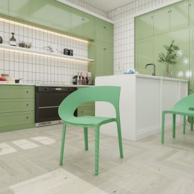 Haze Green Polypropylene Single Side Chair  One Piece Design For Indoor & Outdoor Use,suitable For Living Rooms, Dining Rooms, Gardens, Terraces And O (Option: Haze Green)